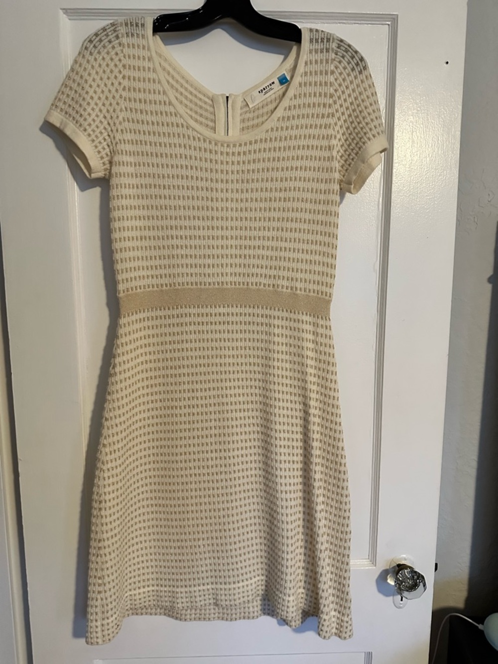 sparrow Cream and Gold Textured Knit Dress